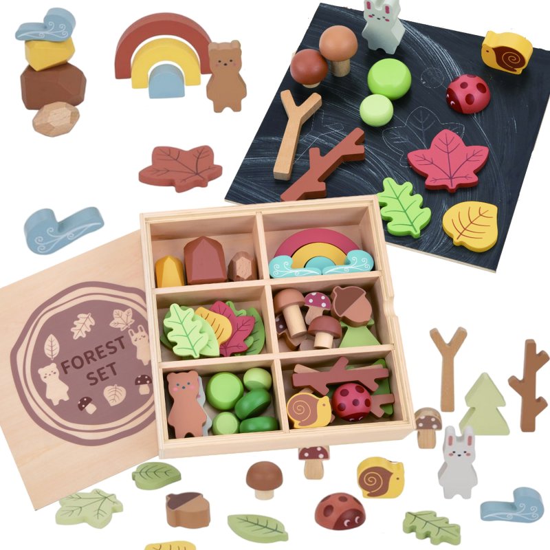 TOOKY TOY Zestaw Leśny Układanka w Stosy Klocki Figurki - zdjęcie 1