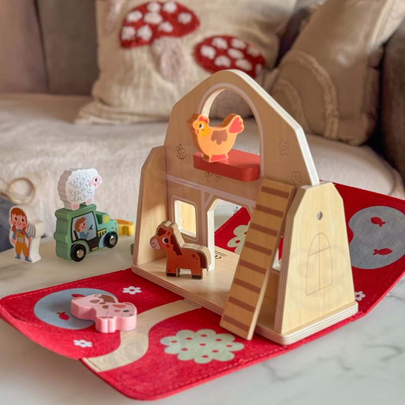 TOOKY TOY Drewniana Składana Farma w Walizce ze Zwierzątkami - zdjęcie 4