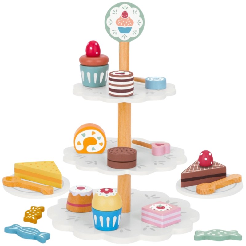 TOOKY TOY Patera Słodkości Drewniany Stojak Babeczki Ciasta - zdjęcie 1