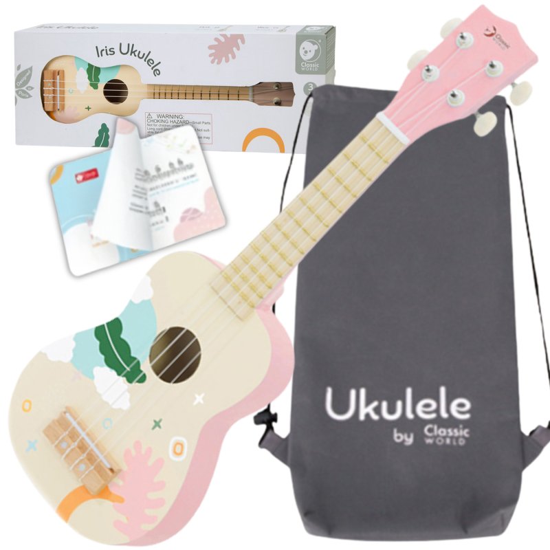 CLASSIC WORLD Drewniane Ukulele Gitara dla Dzieci Różowa - zdjęcie 1