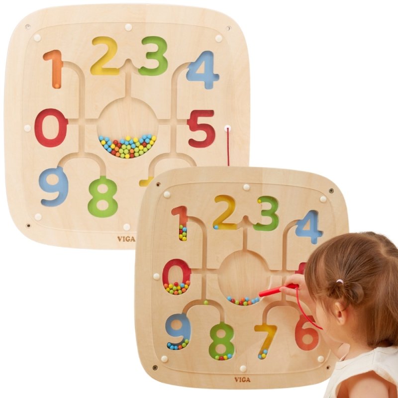 VIGA Drewniana Tablica Manipulacyjna Sensoryczna Nauka Liczenia Sorter - zdjęcie 1