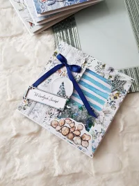 Kartka świąteczna kula z choinką, shaker card - zdjęcie 3