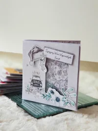 Kartka świąteczna zimowa - samochód  shaker card - zdjęcie 1
