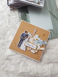 Kartka świąteczna ślubna - młoda para, złota - zdjęcie 3