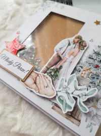 Kartka świąteczna ślubna - młoda para, choinka, shaker card - zdjęcie 4