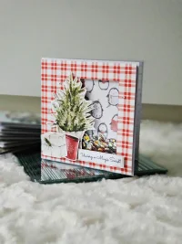 Kartka świąteczna - choinka rustykalna shaker card - zdjęcie 1