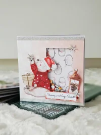 Kartka bożonarodzeniowa miś - shaker card - zdjęcie 1