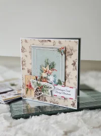 Kartka świąteczna - vintage szyszka - zdjęcie 1