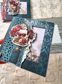 Kartka ślubna kieliszki w kolorze turkusowym shaker card - zdjęcie 3