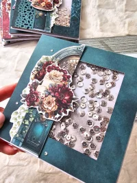 Kartka ślubna drzwi w kolorze turkusowym shaker card - zdjęcie 3
