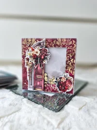 Kartka ślubna rocznicę drzwi burgund shaker card - zdjęcie 1
