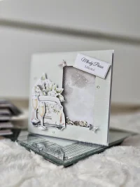 Kartka ślubna samochód ślubny garbus shaker card - zdjęcie 1