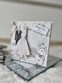 Kartka ślubna garnitur i suknia ślubna shaker card - zdjęcie 1