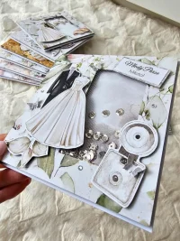 Kartka ślubna garnitur i suknia ślubna shaker card - zdjęcie 3