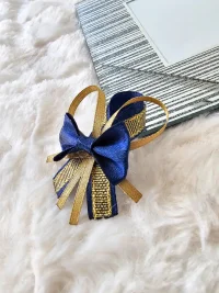 Przypinki dla gości weselnych + navy blue granat stare złoto - zdjęcie 1
