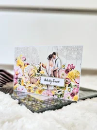 Kartka ślubna - kwiatowa wiosenna - zdjęcie 1