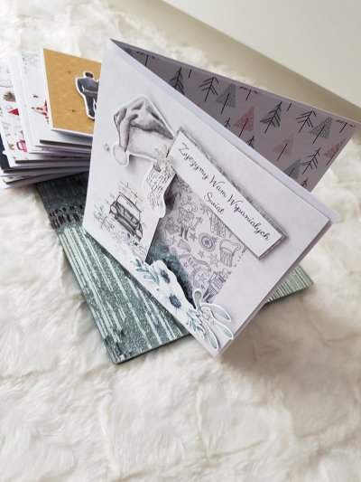 Kartka świąteczna zimowa - samochód  shaker card - zdjęcie 2