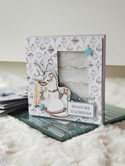 Kartka świąteczna konik na biegunach, shaker card - zdjęcie 1