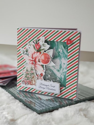 Kartka świąteczna poisencja, shaker card - zdjęcie 1