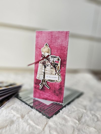 Kartka urodzinowa DL dla kobiety / krawcowej - zdjęcie 1