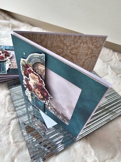 Kartka ślubna drzwi w kolorze turkusowym shaker card - zdjęcie 2