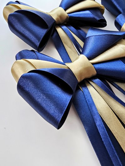 Kokardy do dekoracji samochodu Państwa Młodych - 4 szt - navy blue - zdjęcie 1