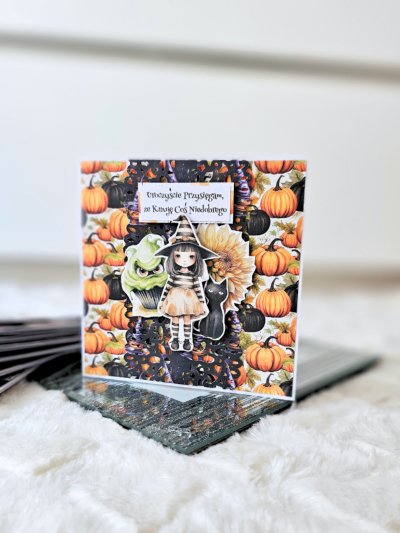Kartka urodzinowa dla dziewczynki, czarownica, Halloween - zdjęcie 1