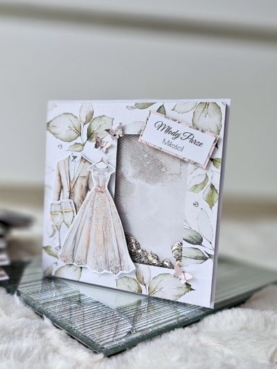 Kartka ślubna garnitur i suknia ślubna shaker card 2 - zdjęcie 1