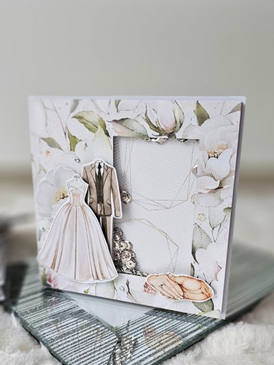 Kartka ślubna garnitur i suknia ślubna shaker card 3 - zdjęcie 1