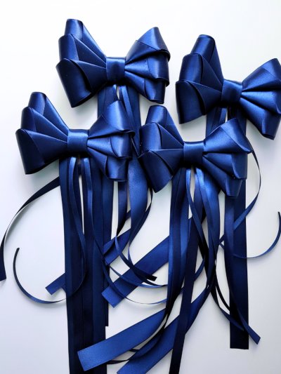 Kokardy do dekoracji samochodu Państwa Młodych - 4 szt - navy blue - zdjęcie 1