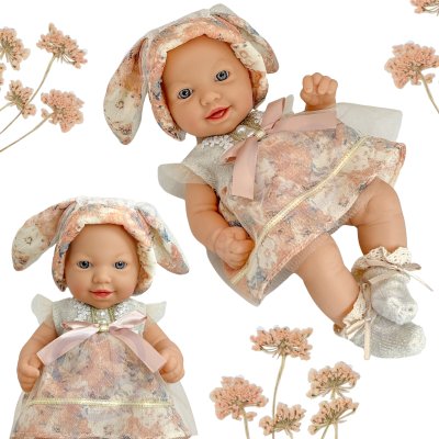 WOOPIE ROYAL Lalka Bobas Vintage 24 cm w Sukience i Czapeczce Króliczka - zdjęcie 1