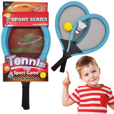 WOOPIE Duże Rakietki do Tenisa Badminton dla Dzieci Zestaw + Piłka Lotka - zdjęcie 1
