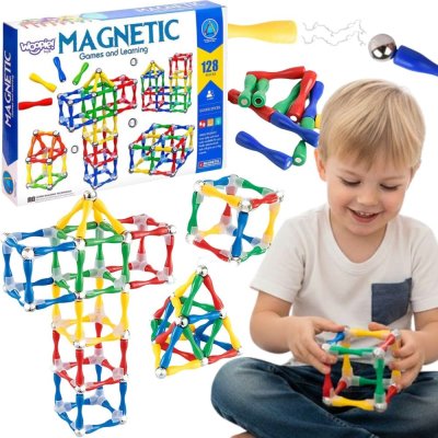 WOOPIE Klocki Magnetyczne Konstrukcyjne 3D 128 el. XXL - zdjęcie 1