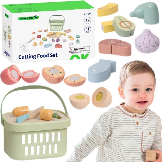 TOOKY TOY Drewniany Zestaw Żywność Warzywa Owoce - zdjęcie 1