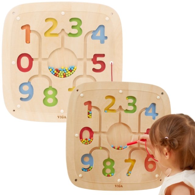 VIGA Drewniana Tablica Manipulacyjna Sensoryczna Nauka Liczenia Sorter - zdjęcie 1